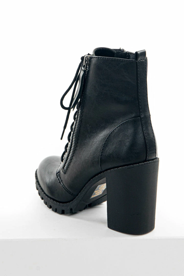 FORTUNE DYNAMIC Shoes Black Faux Leather Heeled Combat Booties 5 FORTUNE DYNAMIC Shoes Black Faux Leather Heeled Combat Booties