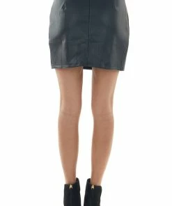 She + Sky Black Faux Leather Wrap Mini Skirt Bottoms 15 She + Sky Black Faux Leather Wrap Mini Skirt Bottoms