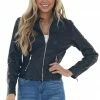 Coalition Black Faux Leather Zip Up Racer Jacket