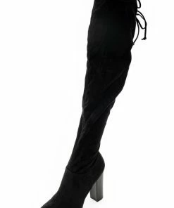 Legend Footwear Black Faux Suede Knee Length High Heel Boots 16 Legend Footwear Black Faux Suede Knee Length High Heel Boots