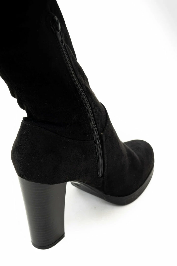 Legend Footwear Black Faux Suede Knee Length High Heel Boots 8 Legend Footwear Black Faux Suede Knee Length High Heel Boots