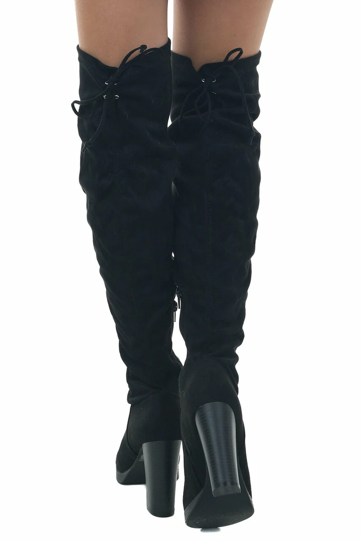 Legend Footwear Black Faux Suede Knee Length High Heel Boots 4 Legend Footwear Black Faux Suede Knee Length High Heel Boots