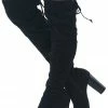 Legend Footwear Black Faux Suede Knee Length High Heel Boots
