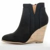 CCOCCI Black Faux Suede Stacked Wedge Bootie Shoes