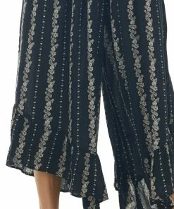 ANGIE Black Floral Sleeveless Flare Leg Jumpsuit Dresses 15 ANGIE Black Floral Sleeveless Flare Leg Jumpsuit Dresses