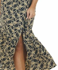 ANGIE Dresses Black Floral Sleeveless Open Back Maxi Dress