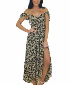 ANGIE Dresses Black Floral Sleeveless Open Back Maxi Dress