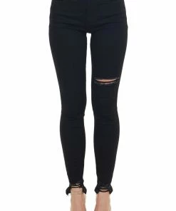 Special A Black High Waisted Skinny Jeans With Distressed Detail Bottoms