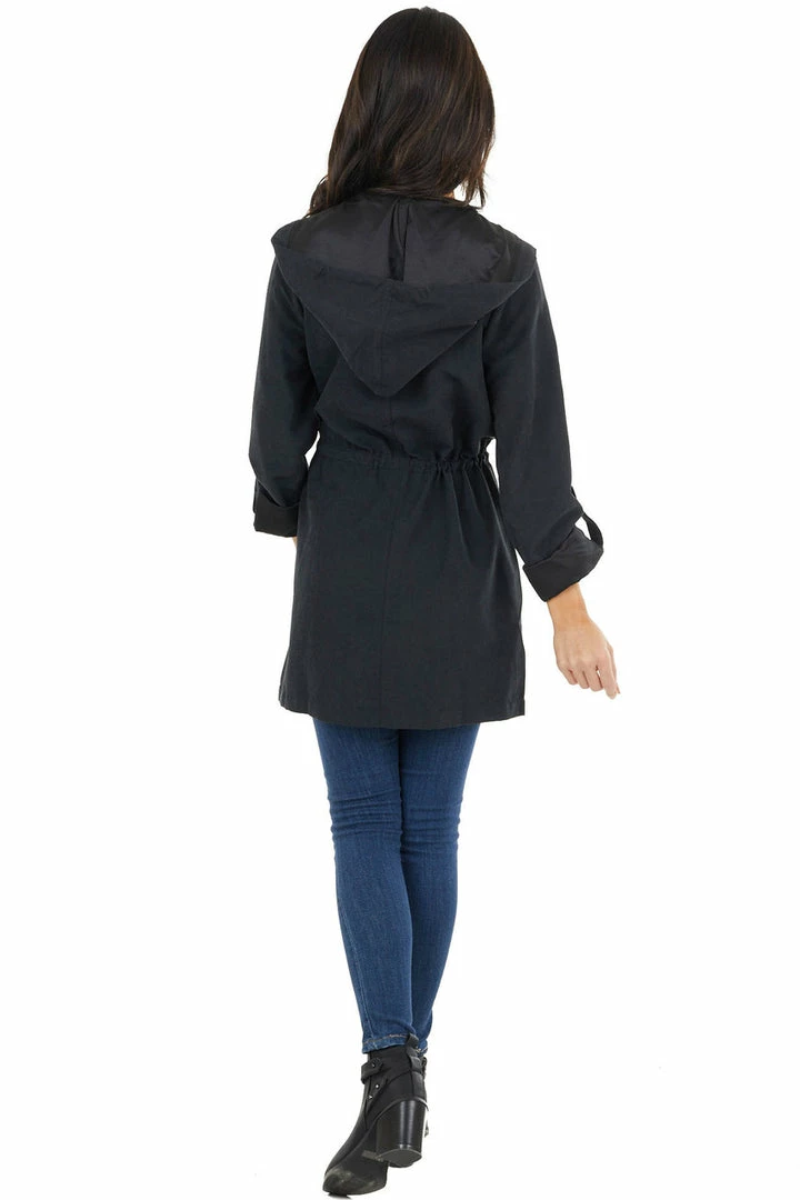 Be Cool Outerwear Black Hooded Faux Suede Long Jacket With Pockets 9 Be Cool Outerwear Black Hooded Faux Suede Long Jacket With Pockets