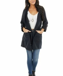 Be Cool Outerwear Black Hooded Faux Suede Long Jacket With Pockets 22 Be Cool Outerwear Black Hooded Faux Suede Long Jacket With Pockets
