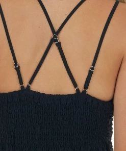 Entro Black Lace Maxi Overlay Sleeveless Dress With Plunging Neck