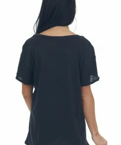 BiBi Tops Black Laser Cut 'Mama' Rockstar Graphic Tee