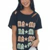 BiBi Tops Black Laser Cut 'Mama' Rockstar Graphic Tee 2 BiBi Tops Black Laser Cut 'Mama' Rockstar Graphic Tee