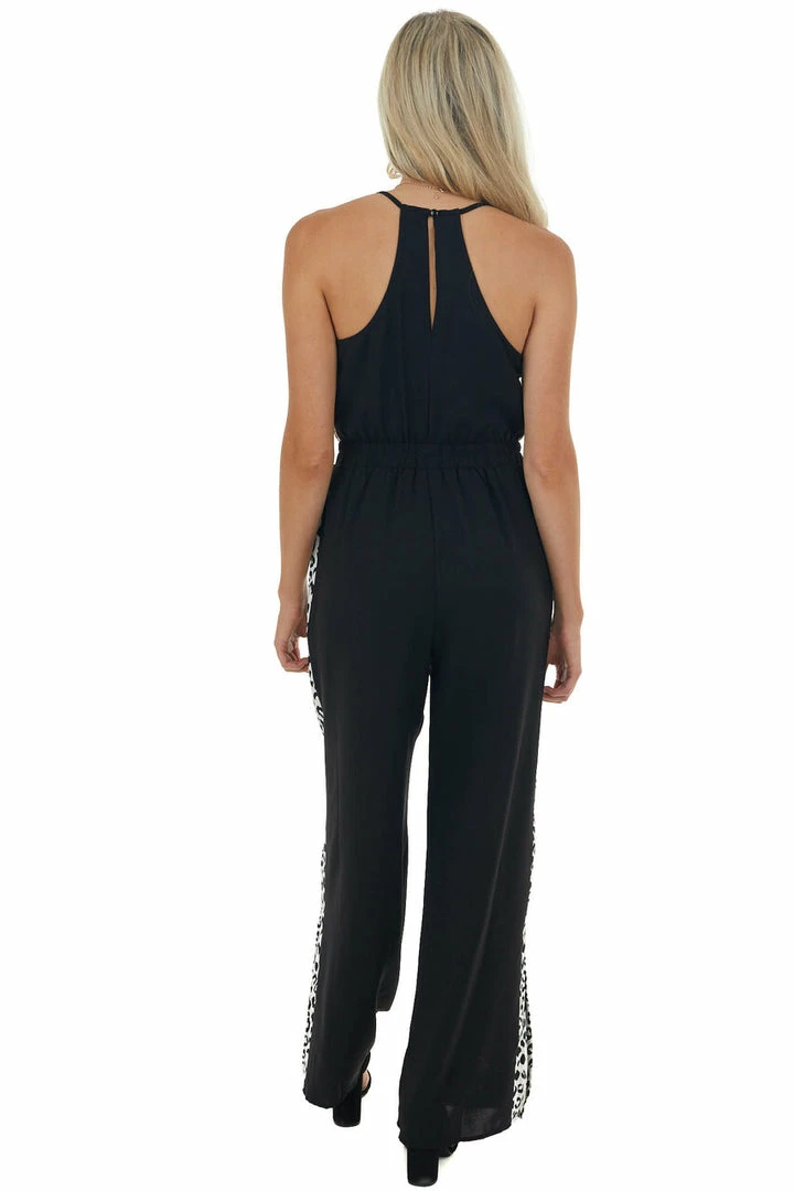 Main Strip Black Leopard Contrast Sleeveless Jumpsuit Dresses 8 Main Strip Black Leopard Contrast Sleeveless Jumpsuit Dresses