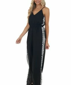 Main Strip Black Leopard Contrast Sleeveless Jumpsuit Dresses 19 Main Strip Black Leopard Contrast Sleeveless Jumpsuit Dresses
