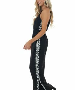 Main Strip Black Leopard Contrast Sleeveless Jumpsuit Dresses 20 Main Strip Black Leopard Contrast Sleeveless Jumpsuit Dresses