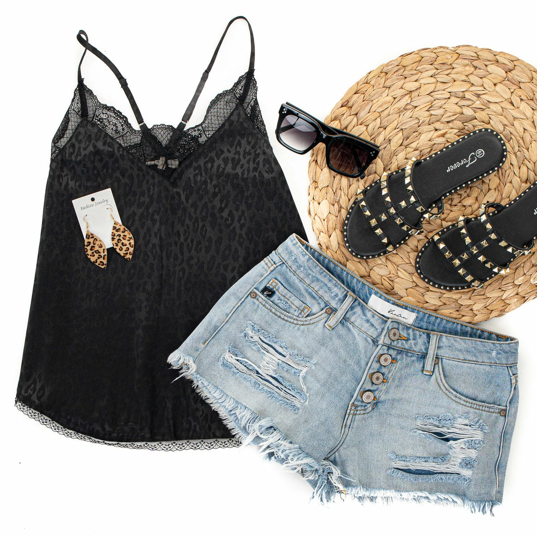 La Miel Tops Black Leopard Print Camisole Top With Lace Details 11 La Miel Tops Black Leopard Print Camisole Top With Lace Details