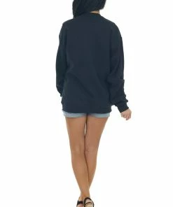 Sweet Claire Black Leopard Smiley Face Graphic Sweater Top