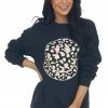 Sweet Claire Black Leopard Smiley Face Graphic Sweater Top 1 Sweet Claire Black Leopard Smiley Face Graphic Sweater Top