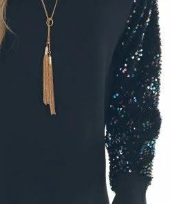 Lush Clothing Black Long Sequin Sleeve Knit Sweater Dress Dresses 25 Lush Clothing Black Long Sequin Sleeve Knit Sweater Dress Dresses