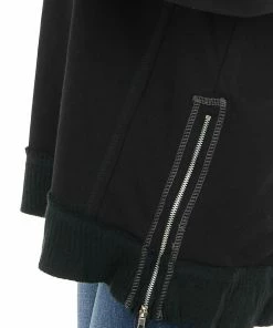 Umgee Tops Black Long Sleeve Top With Leopard Print Detail On Shoulders