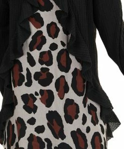 Umgee Tops Black Long Sleeve Waffle Knit Top With Back Leopard Contrast 17 Umgee Tops Black Long Sleeve Waffle Knit Top With Back Leopard Contrast