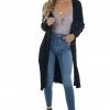 Style Melody Tops Black Longline Open Front Knit Cardigan