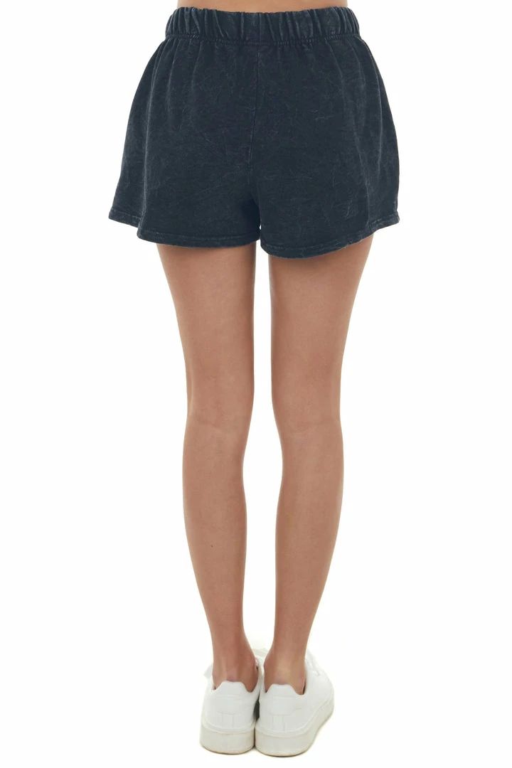 Trend Notes Bottoms Black Mineral Wash French Terry Elastic Shorts 6 Trend Notes Bottoms Black Mineral Wash French Terry Elastic Shorts