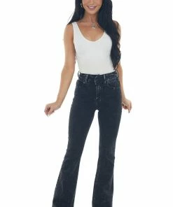 KanCan Black Mineral Wash High Rise Flare Leg Jeans