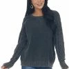 BiBi Tops Black Mineral Wash Raglan Sleeve Sweater