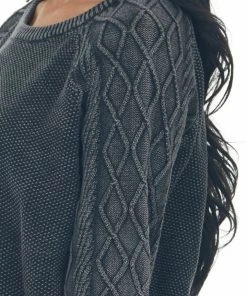 BiBi Tops Black Mineral Wash Raglan Sleeve Sweater