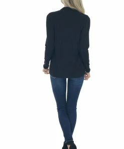 BiBi Black Mock Neck Long Sleeve Knit Top