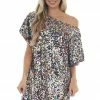 Vine & Love Black Multicolor Sequin Boat Neck Shift Dress