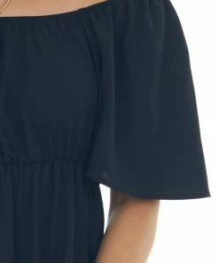 Vanilla Bay Black Off Shoulder Flutter Sleeve Mini Dress Dresses