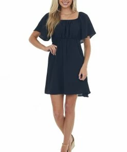 Vanilla Bay Black Off Shoulder Flutter Sleeve Mini Dress Dresses