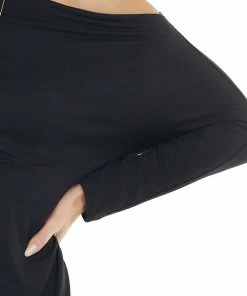 Cherish Black Off The Shoulder Long Sleeve Semi Fitted Short Dress