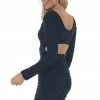 Heart & Hips Black Open Back Ruched Bodycon Knit Dress Dresses