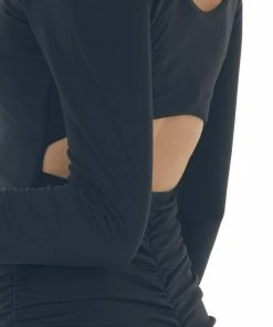 Heart & Hips Black Open Back Ruched Bodycon Knit Dress Dresses 25 Heart & Hips Black Open Back Ruched Bodycon Knit Dress Dresses