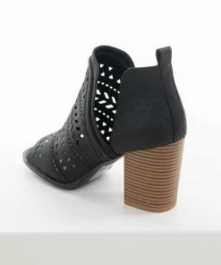 East Lion Corp. Shoes Black Open Toe Chunky Stacked Heel Bootie