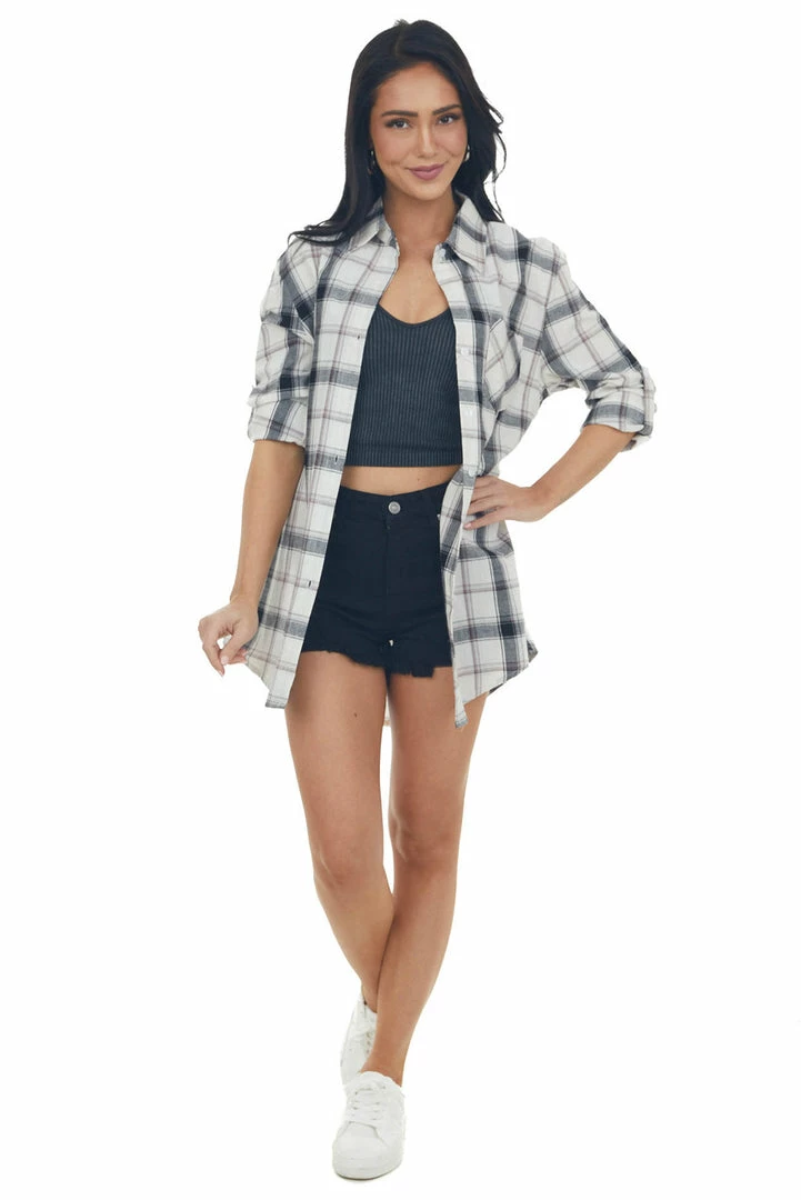 ADORA Tops Black Plaid Long Sleeve Button Up Top 7 ADORA Tops Black Plaid Long Sleeve Button Up Top