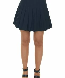 Hayden Bottoms Black Pleated A Line Flounce Mini Skirt