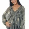BucketList Black Printed V Neck Babydoll Chiffon Blouse