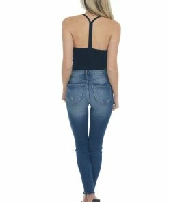 Eesome Tops Black Racerback Sleeveless Bodysuit