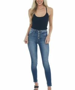 Eesome Tops Black Racerback Sleeveless Bodysuit