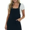 Umgee Dresses Black Raw Hem Gauze Woven Overall Short Dress