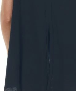 Umgee Black Raw Hem Ribbed Knit Top With Back Slit Tops