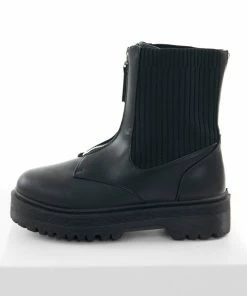 East Lion Corp. Shoes Black Ribbed Knit Contrast Combat Lug Boots