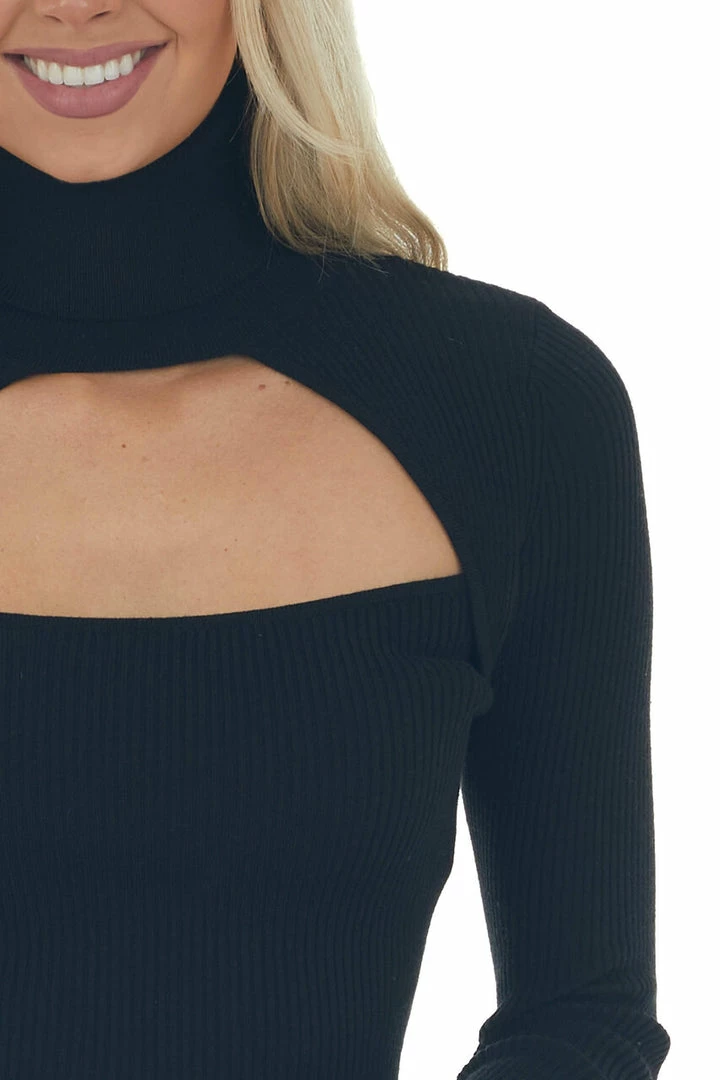IDEM DITTO Black Ribbed Knit Long Sleeve Turtleneck Tops 10 IDEM DITTO Black Ribbed Knit Long Sleeve Turtleneck Tops