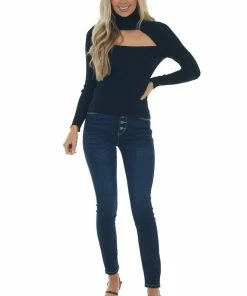 IDEM DITTO Black Ribbed Knit Long Sleeve Turtleneck Tops 24 IDEM DITTO Black Ribbed Knit Long Sleeve Turtleneck Tops