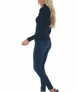 IDEM DITTO Black Ribbed Knit Long Sleeve Turtleneck Tops 25 IDEM DITTO Black Ribbed Knit Long Sleeve Turtleneck Tops